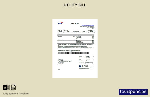 lista para imprimir plantilla de factura de servicios públicos de Malaysia Telek